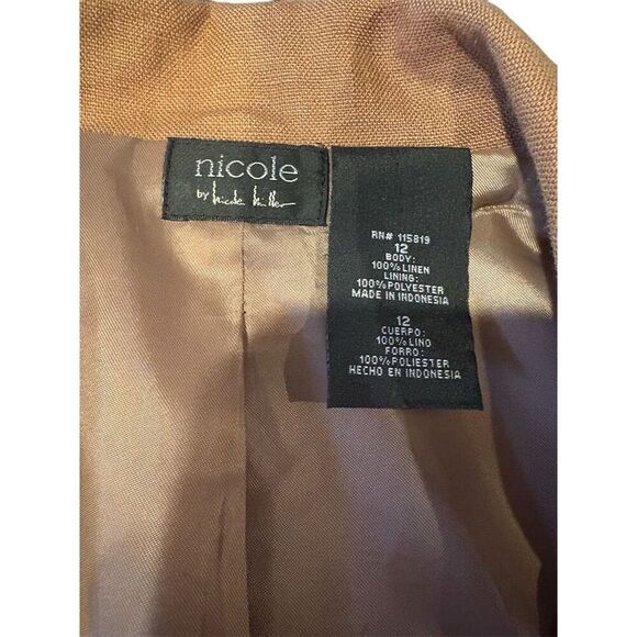 Nicole by Nicole Miller Women's Blazer L Brown Linen Mid-Length Casual - Picture 9 of 10